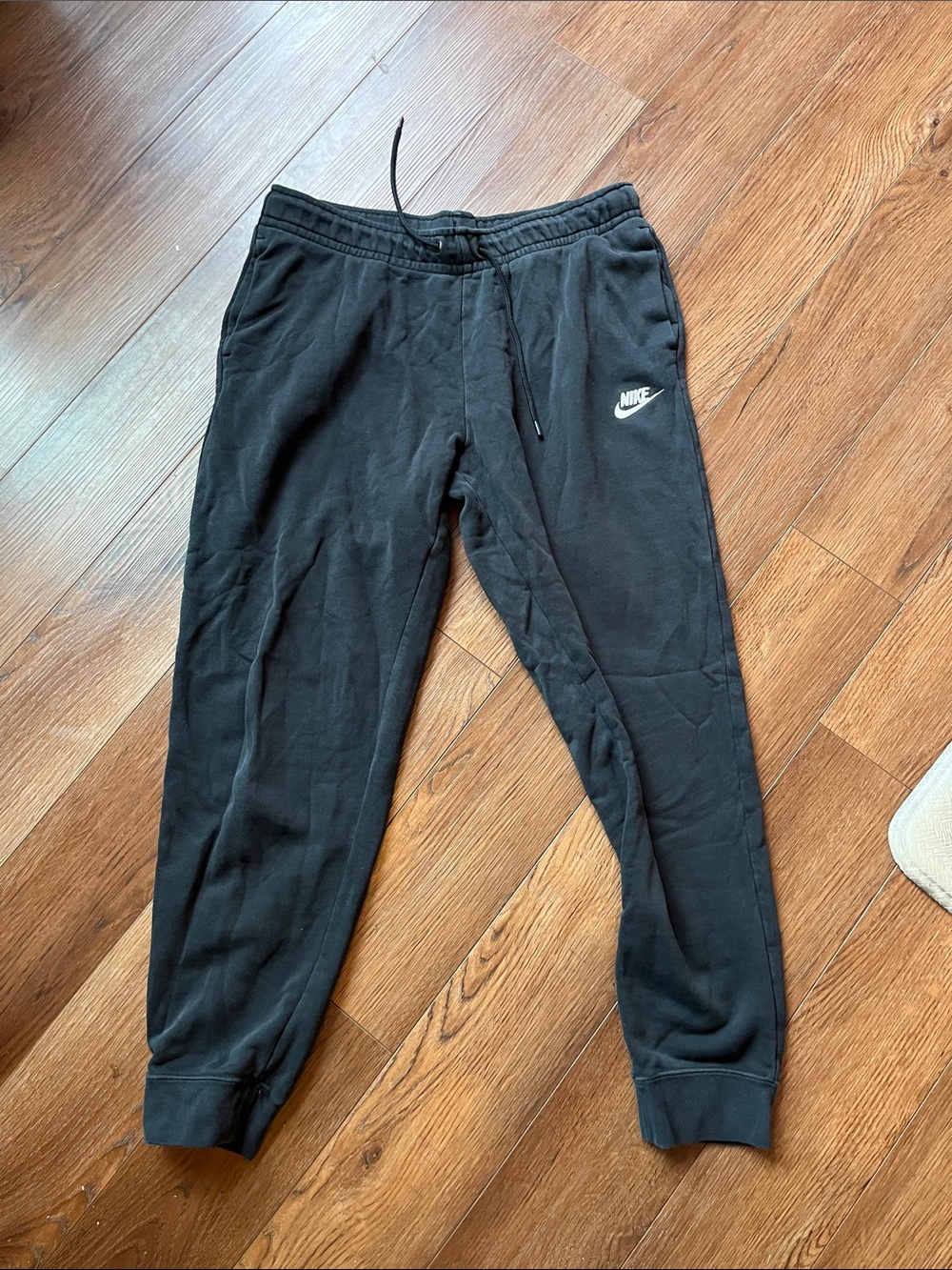 Nike Black Kids Jogger Sweatpants with White Swoosh